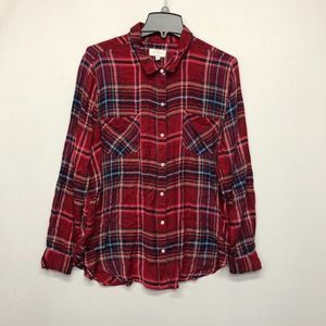 Lucky Brand Women Long Sleeve Button Shirt Top Size XL X-Large Plaid B241 -19